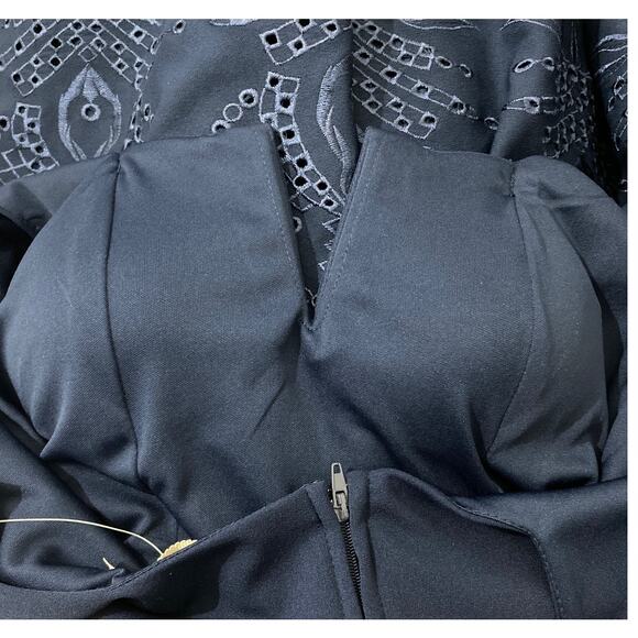 NWT Francesca's Mi Ami Navy Blue Mini Dress Size M Laser Cut Skirt Feminine - Picture 6 of 9